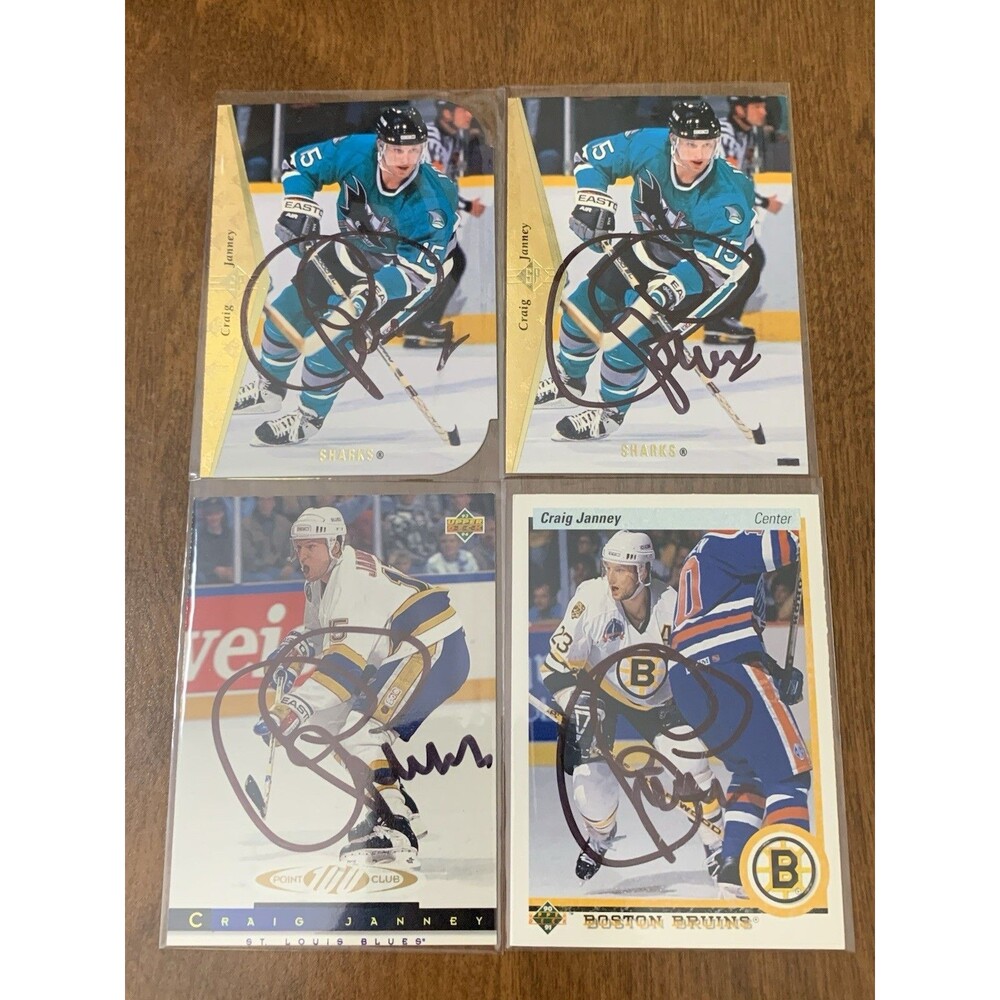 Craig Janney SIGNED Autograph Cards 1995 SP Die-Cut Regular & More Bruins Sharks